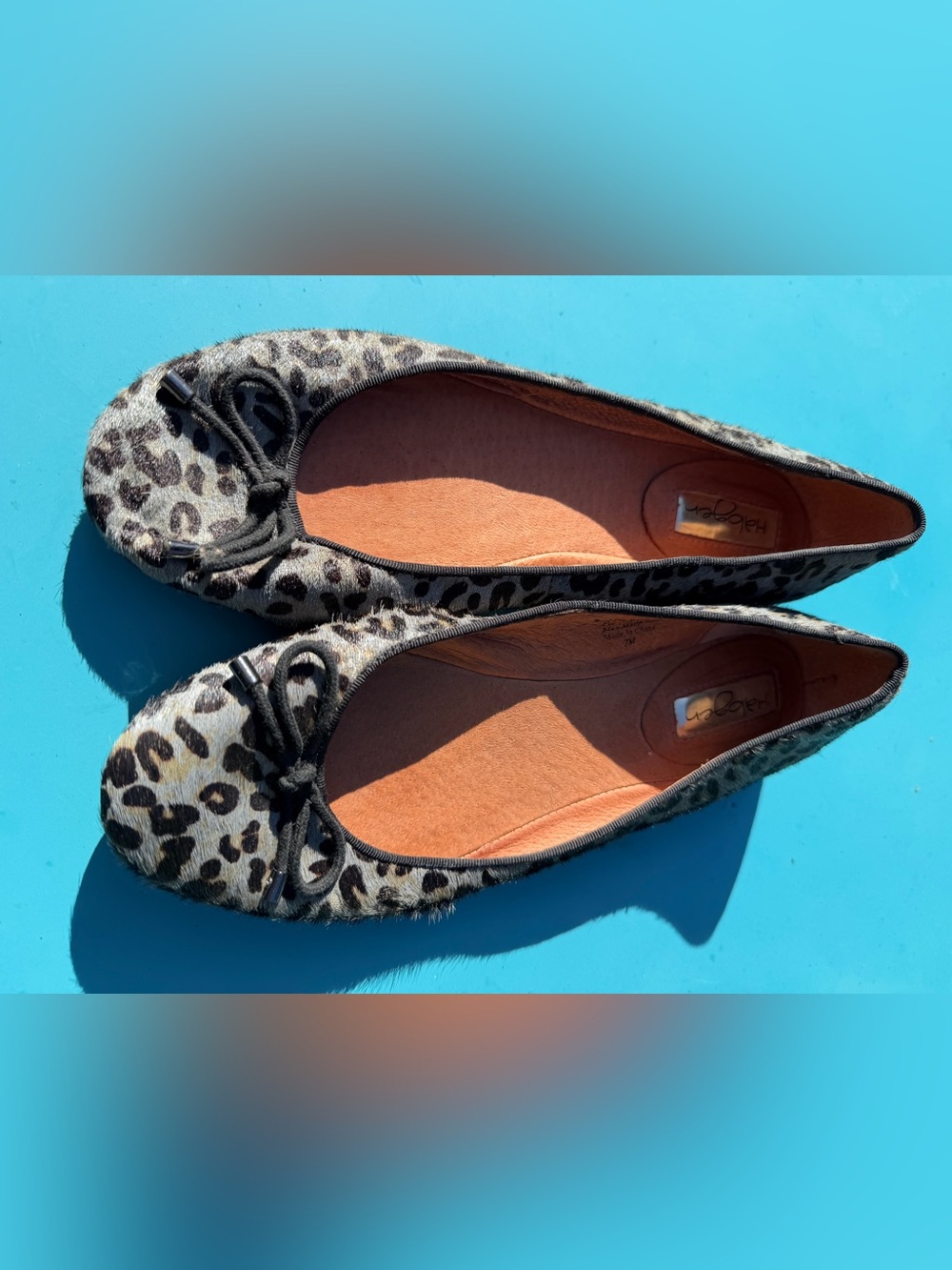 Halogen Leopard Print Ballet Flats in Black and Tan
